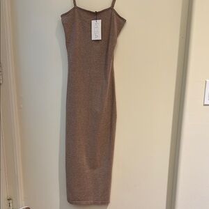 RESA Brown knit midi Dress